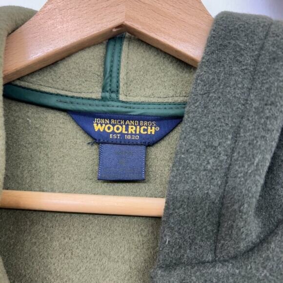 Woolrich Green Zip Up Long Length Wool Hooded Winter Coat Jacket Medium - Picture 6 of 9
